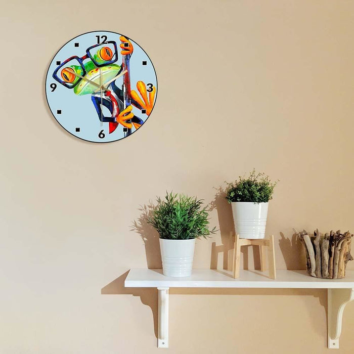 Abstract Frog Wearing Sunglasses Funny Anime Wall Clock For