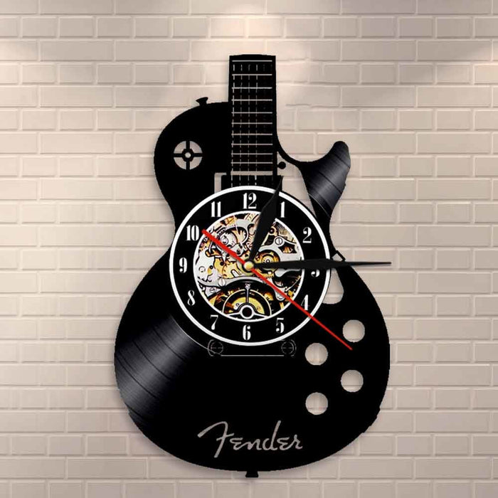 Acoustic Guitar Wall Art Led Vinyl Record Clock Musical