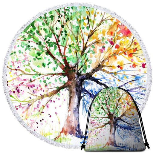 Adults Watercolor Spring Round Beach Towel