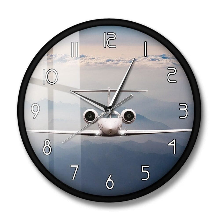 Airplane Fly Over Clouds Modern Decorative Wall Clock Alps