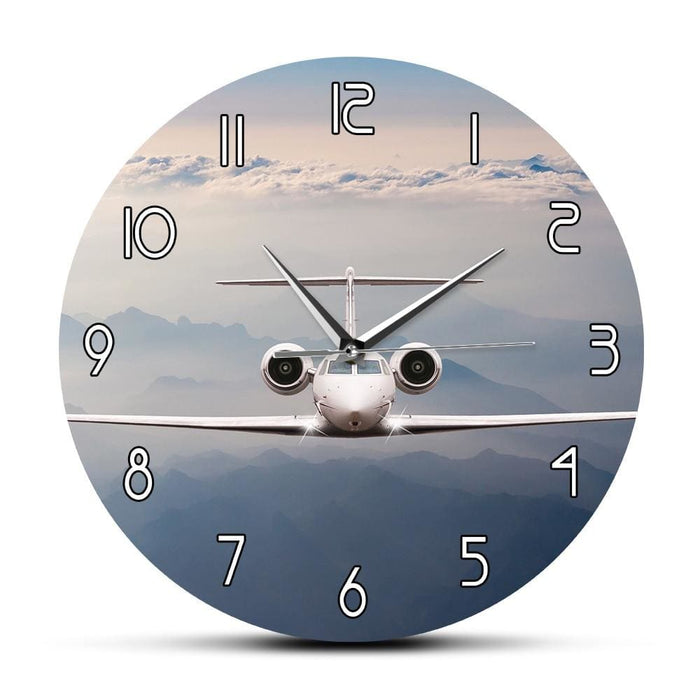 Airplane Fly Over Clouds Modern Decorative Wall Clock Alps