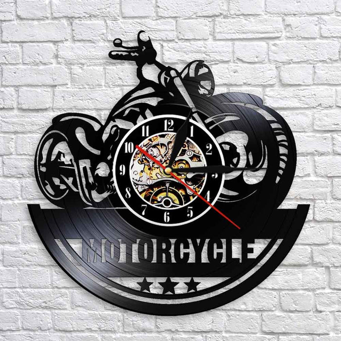 American Classic Motorcycle Wall Art Led Vinyl Record Clock