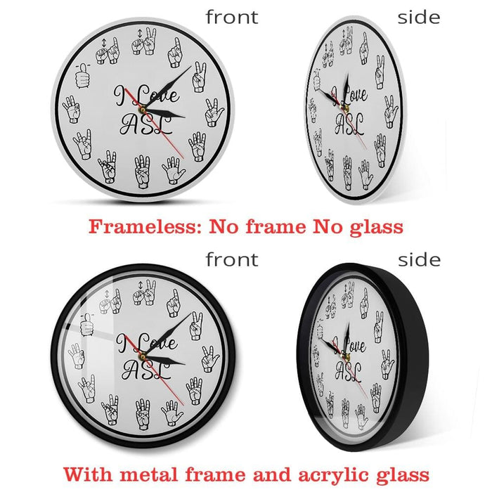American Sign Language Numbers Wall Clock Asl Silent