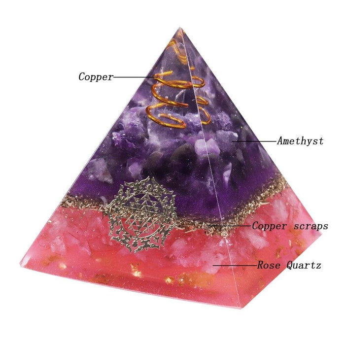 Amethyst Orgone Energy Pyramid With Crystal Point Orgonite