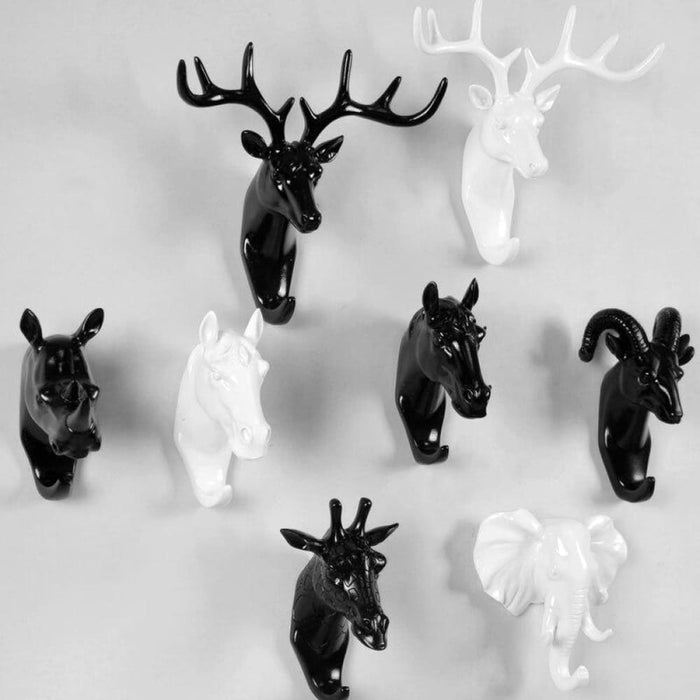 Animal Head Figurine Craft Wall Art Hooks For Hanging Key