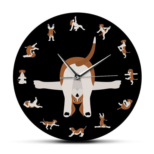 Animals Humor Yoga Dogs Printed Silent Wall Clock In Poses