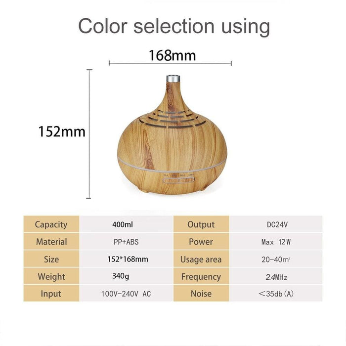 Aroma Diffuser Humidificador 400ml Wood Grain Equipped