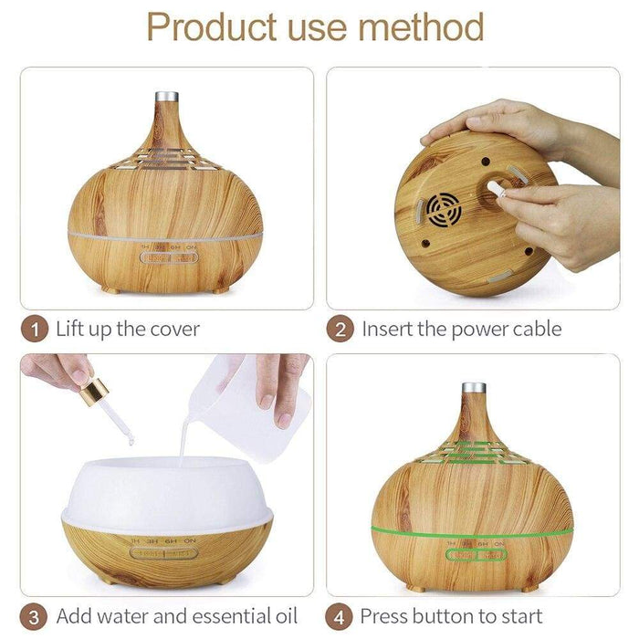 Aroma Diffuser Humidificador 400ml Wood Grain Equipped