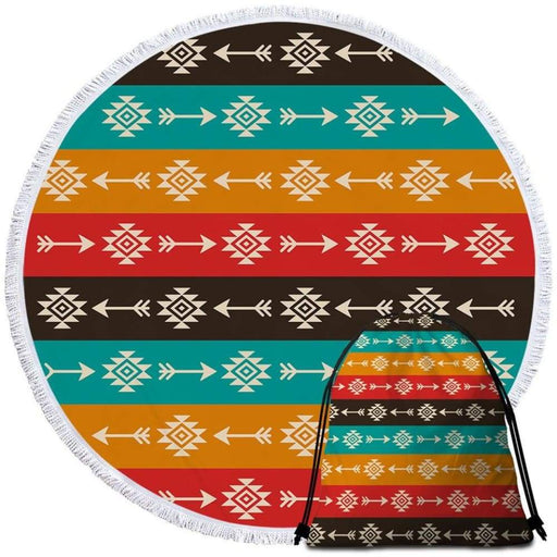 Aztec Geometric Round Beach Towel