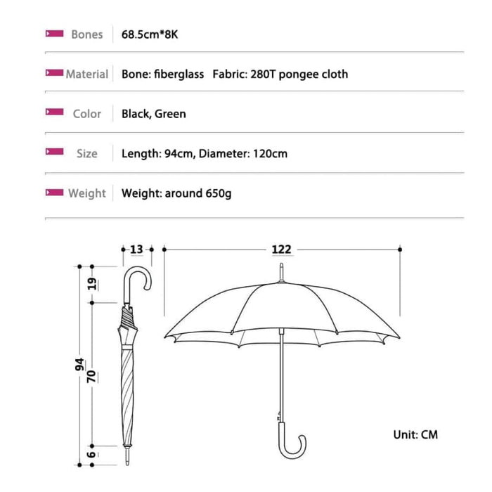 Bamboo Handle Design Windproof Umbrella