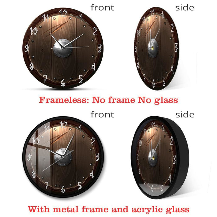 Barbarian Shield Indoor Silent Movement Wall Clock 3d Vision