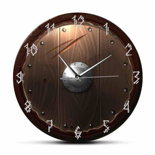 Barbarian Shield Indoor Silent Movement Wall Clock 3d Vision