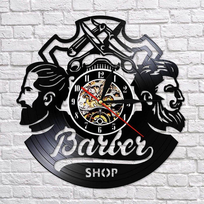 Barber Shop Logo Hair Salon Decor Vintage Vinyl Record Led