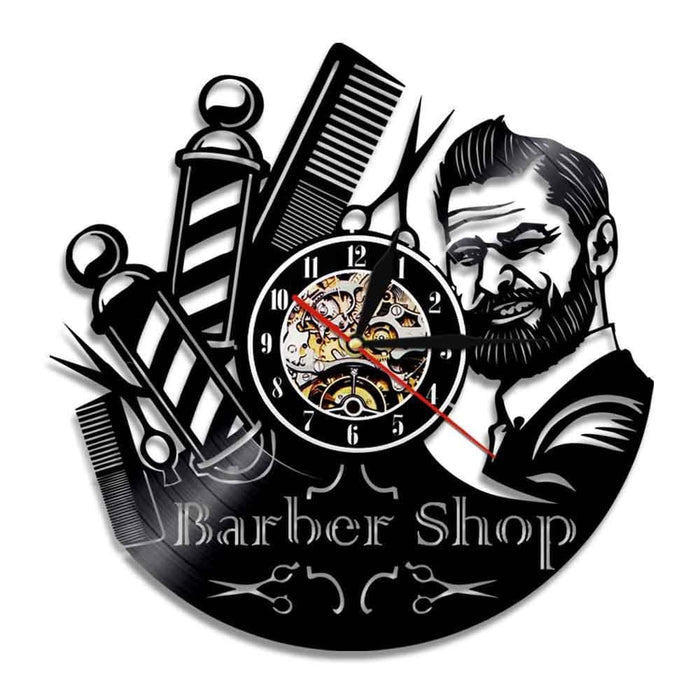 Barber Shop Sign Led Vinyl Record Wall Clock Barbers Pole