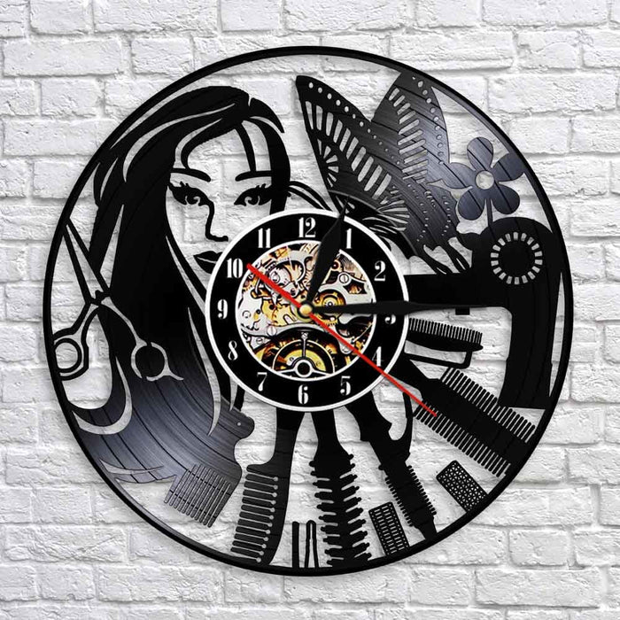Barber Shop Sign Silent Haircutting Led Vinyl Record Wall