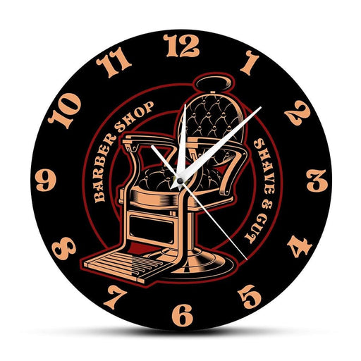 Barbershop Chair Vintage Logo Silent Wall Clock Barber Shop
