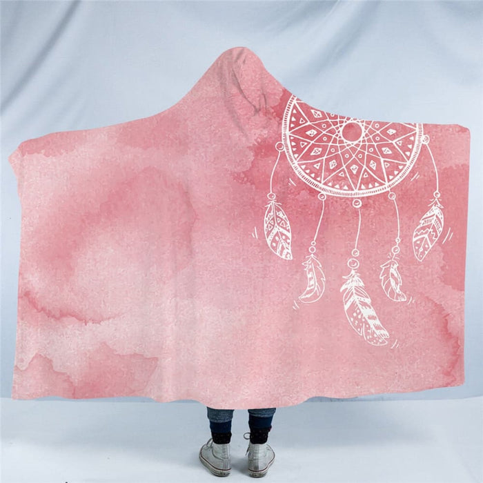 Hooded Blanket For Adults Mandala Dreamcatcher Sherpa Fleece