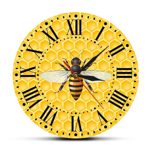 Bees On Honey Living Room Wall Art Clock Honeycombs Nursery