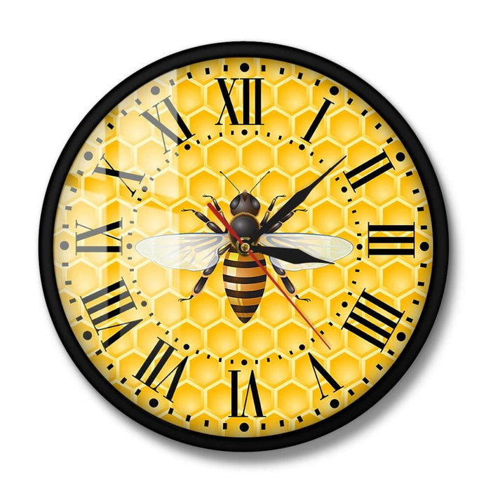 Bees On Honey Living Room Wall Art Clock Honeycombs Nursery