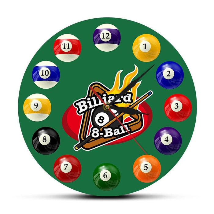 Billiard Balls Colorful Wall Clock Pool Snooker Sports Hall