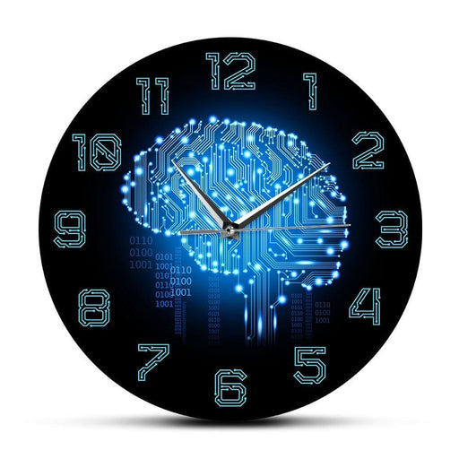 Binary Code Art Intelligence Brain Wall Clock Silent