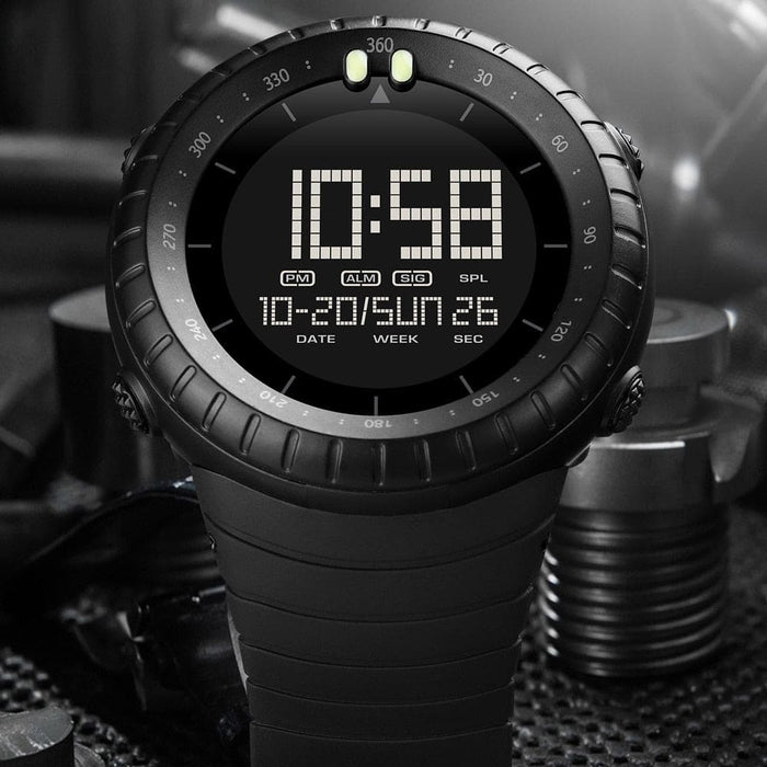 Black Big Numbers Men Watch Waterproof Led Digital Sport