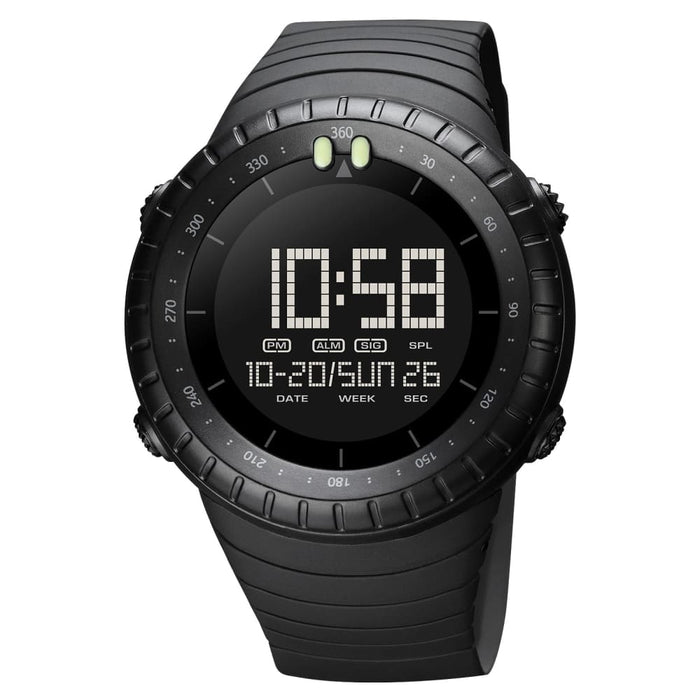 Black Big Numbers Men Watch Waterproof Led Digital Sport