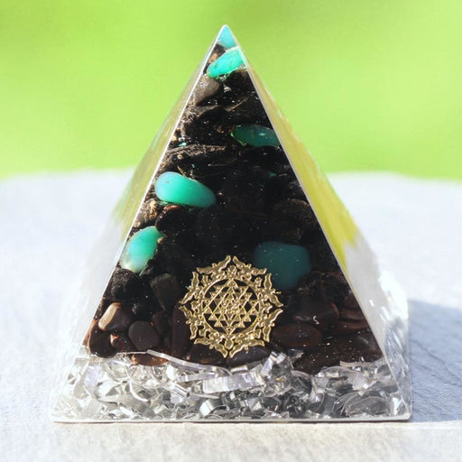 Black Tourmaline Orgonite Pyramid Hematite Crystal Chakra