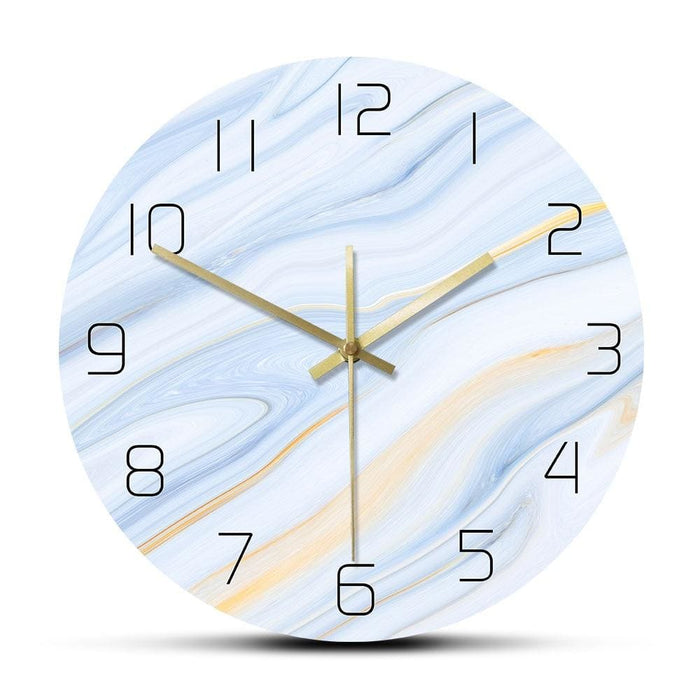 Blue And White Marble Surface Printed Wall Clock Luxurious