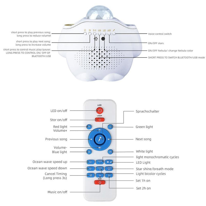 Bluetooth Speaker Star Projector Led Nebula Night Light