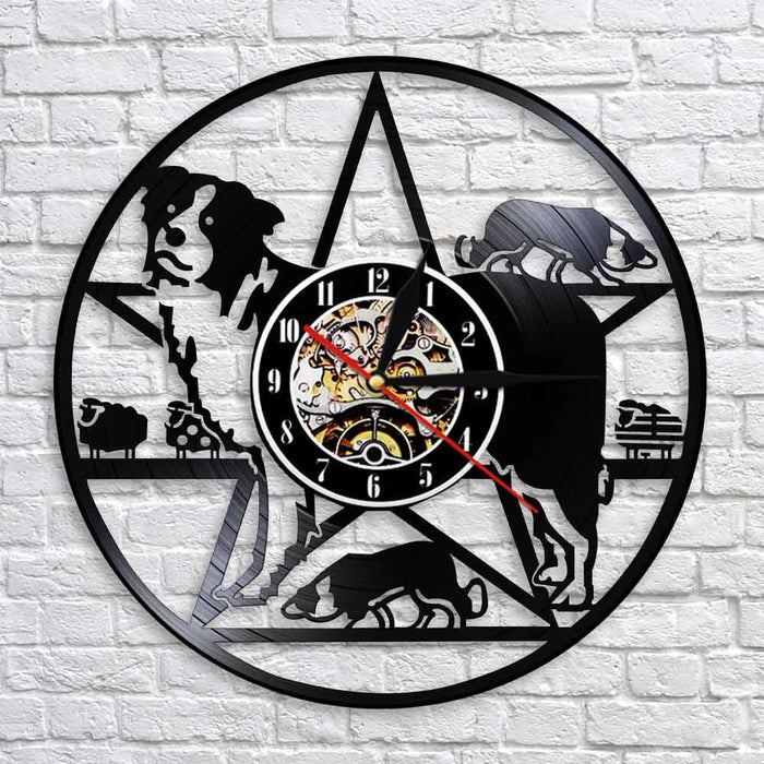 Border Collie Dog Led Vinyl Record Wall Clock Training Club