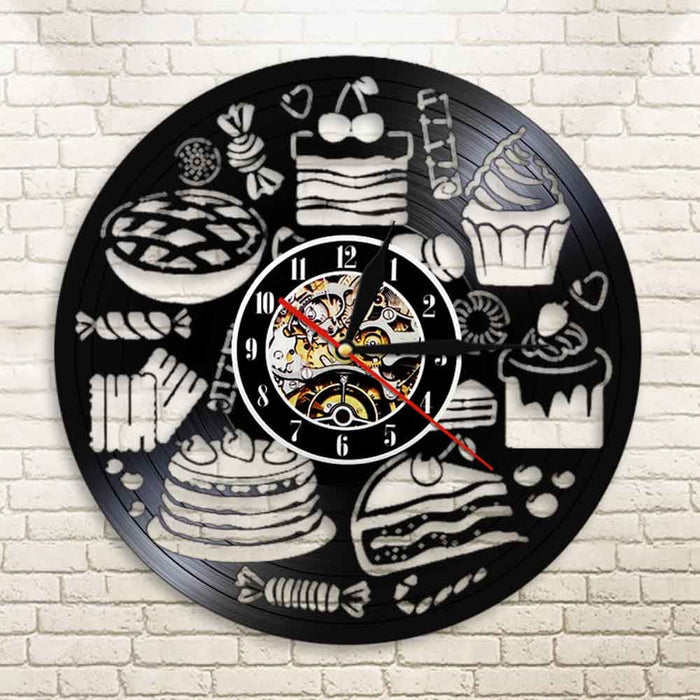 Bread Sweets Cupcake Wall Art Clock Bakery Sign Pastry Vinyl