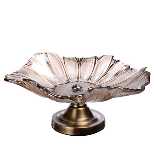 Bronze Tulip Crystal Glass Fruit Bowl Candy Holder