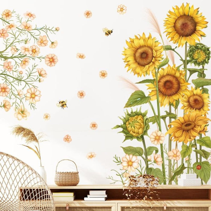 Brup Beautiful Sunflowers Botanical Wall Stickers