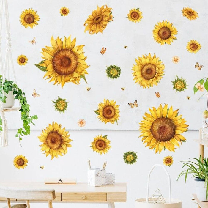 Brup Beautiful Sunflowers Botanical Wall Stickers