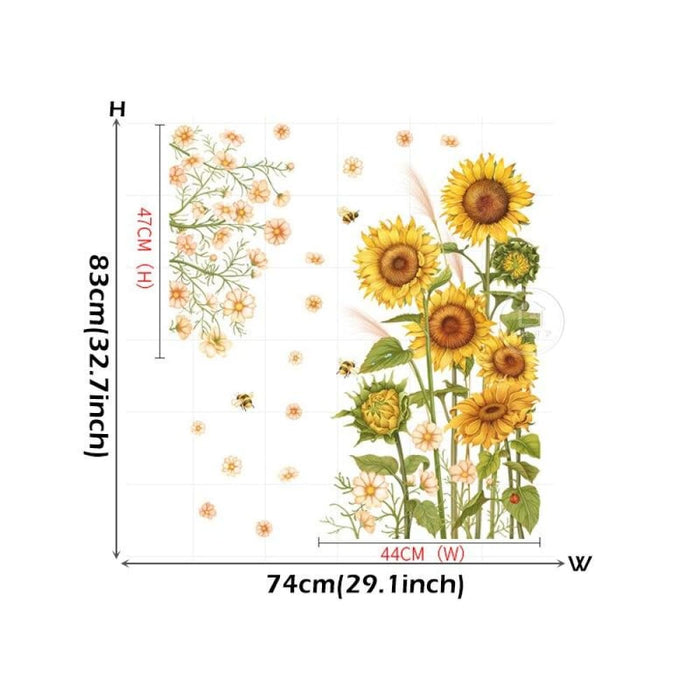 Brup Beautiful Sunflowers Botanical Wall Stickers