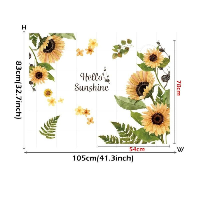 Brup Beautiful Sunflowers Botanical Wall Stickers