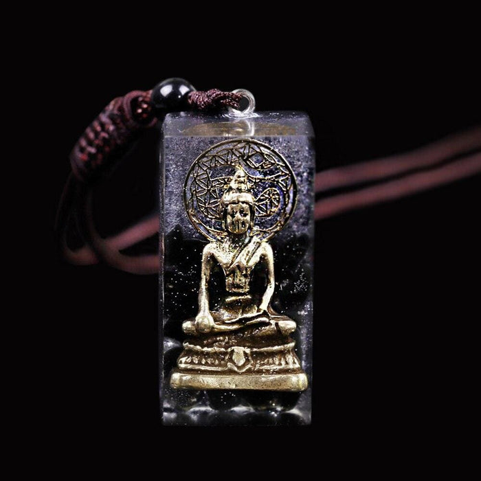 Buddha Orgonite Pendant Natural Stone Obsidia Necklace