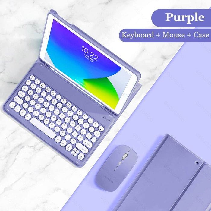 Built-in Storage Pen Tray Ipad Case With Keyboard & Mouse