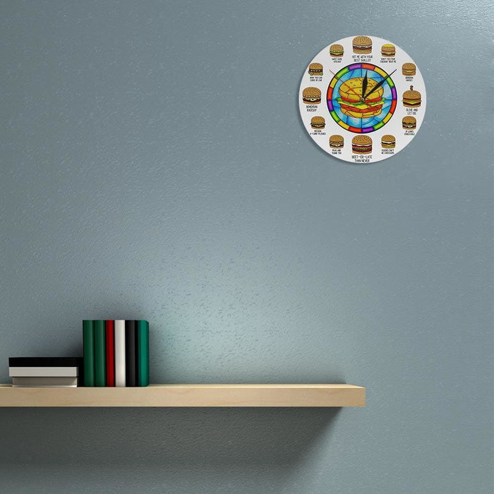 Burger Puns Hamburger Based Hilarity Funny Wall Clock Pun