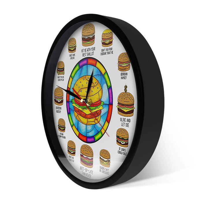 Burger Puns Hamburger Based Hilarity Funny Wall Clock Pun