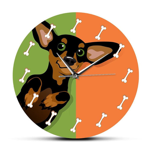 Cartoon Dachshund With Dog Bone Wall Clock Adorable Puppy