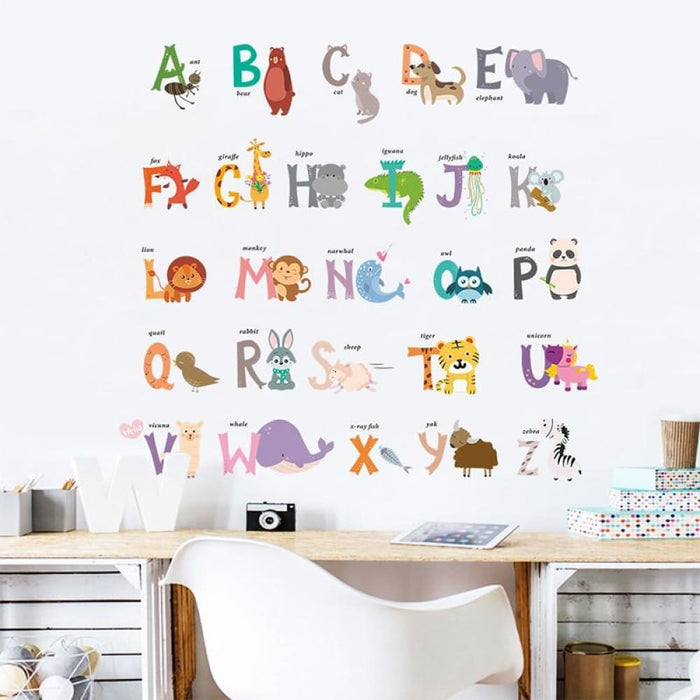 Cartoon English Alphabet Wall Stickers For Kids Room Baby