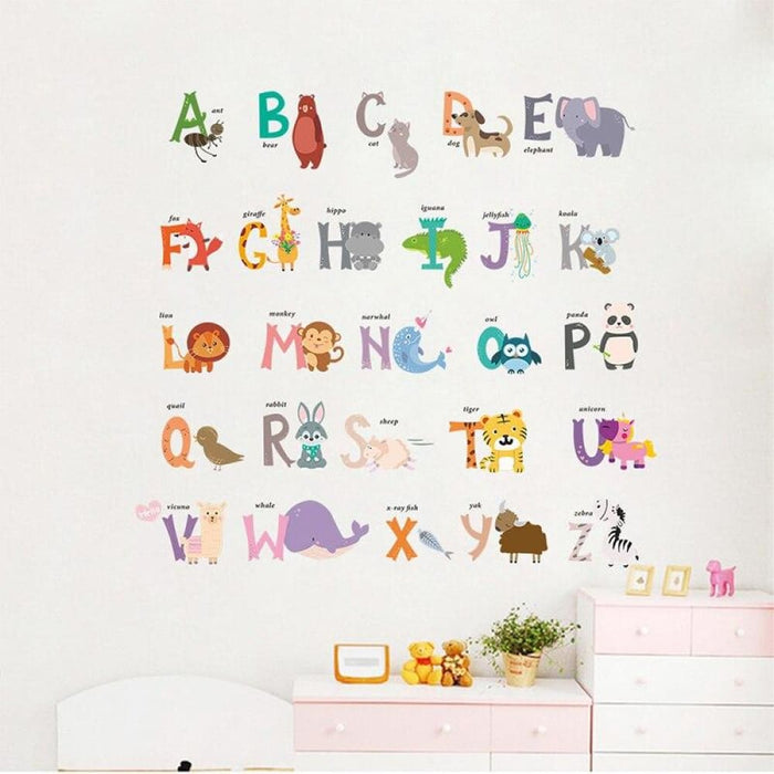 Cartoon English Alphabet Wall Stickers For Kids Room Baby