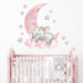 Cartoon Pink Baby Elephant Wall Stickers Hot Air Balloon