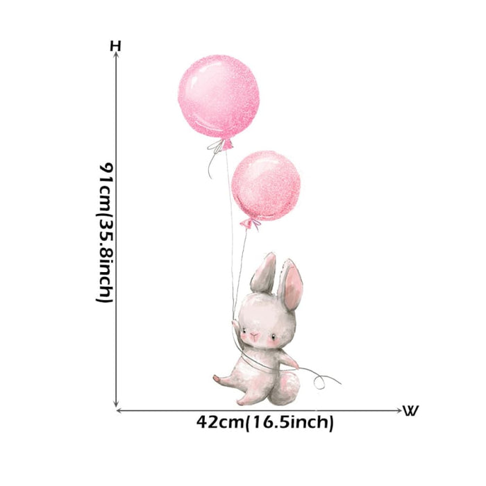 Cartoon Pink Baby Elephant Wall Stickers Hot Air Balloon