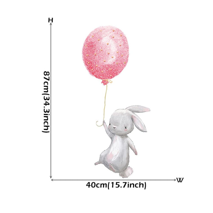 Cartoon Pink Baby Elephant Wall Stickers Hot Air Balloon