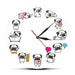 Cartoon Pug Dog Daily Life Wall Clock Lover Home Decor Non