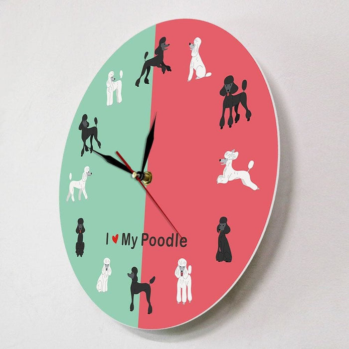 Cartoon Standard Poodle Wall Clock Kid Room Nursery Decor