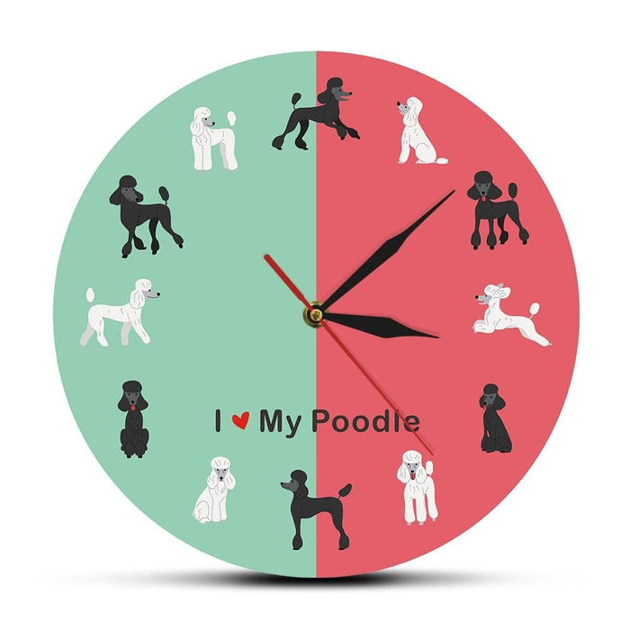 Cartoon Standard Poodle Wall Clock Kid Room Nursery Decor